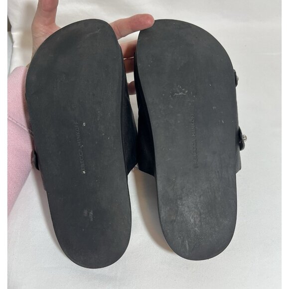 Rebecca Minkoff Women's Vachel Slides US 7,5 M Black Leather Sandals - Picture 12 of 12